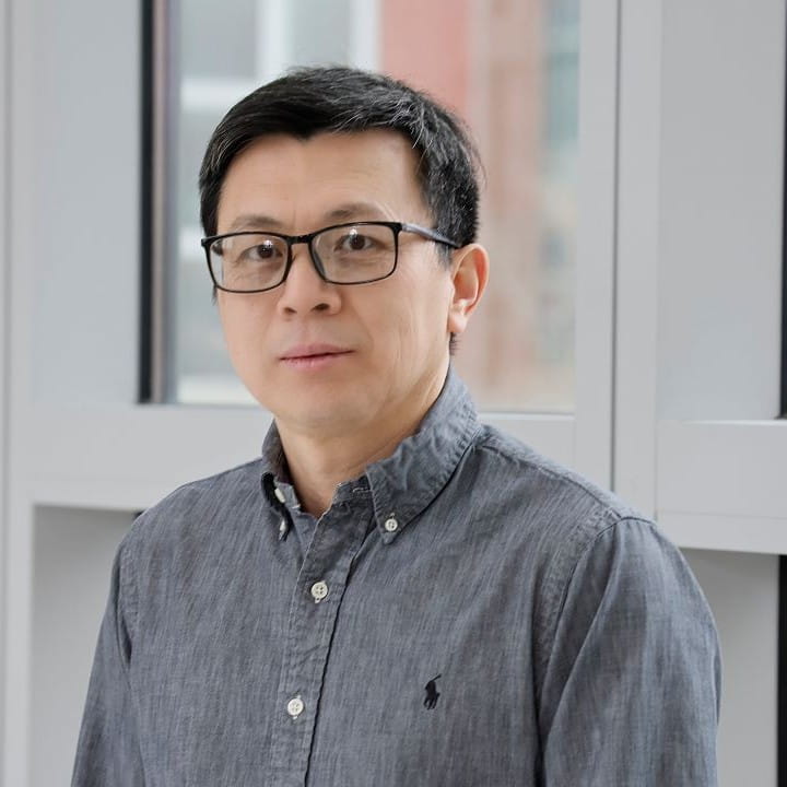 Lianbo Yu, PhD, Ohio State headshot photo wearing dark grey Ralph Lauren button up top