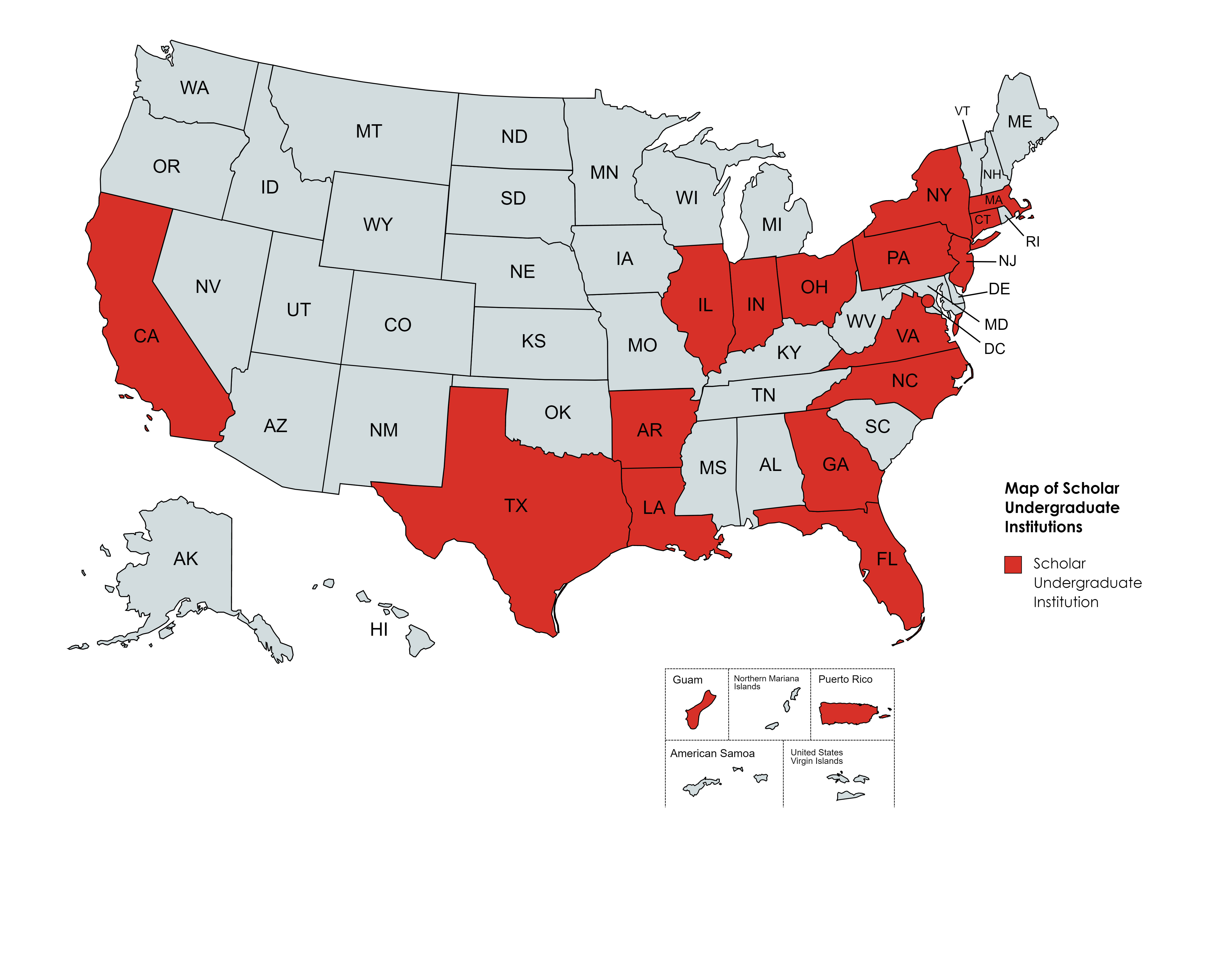 Map of locations where PREP scholars come from