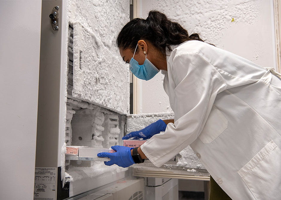 Student working in the laboratory at The Ohio State University. 