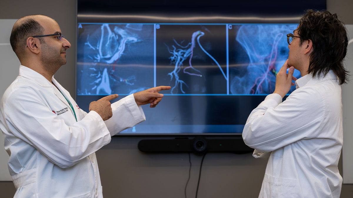 AI’s ability to accurately analyze images improves diagnosis and treatment planning, says Mina Makary, ’13 MD, ’17/’19 Res, an interventional radiologist.
