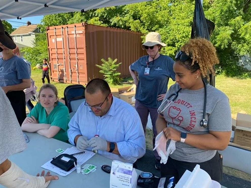 Residents at the community event