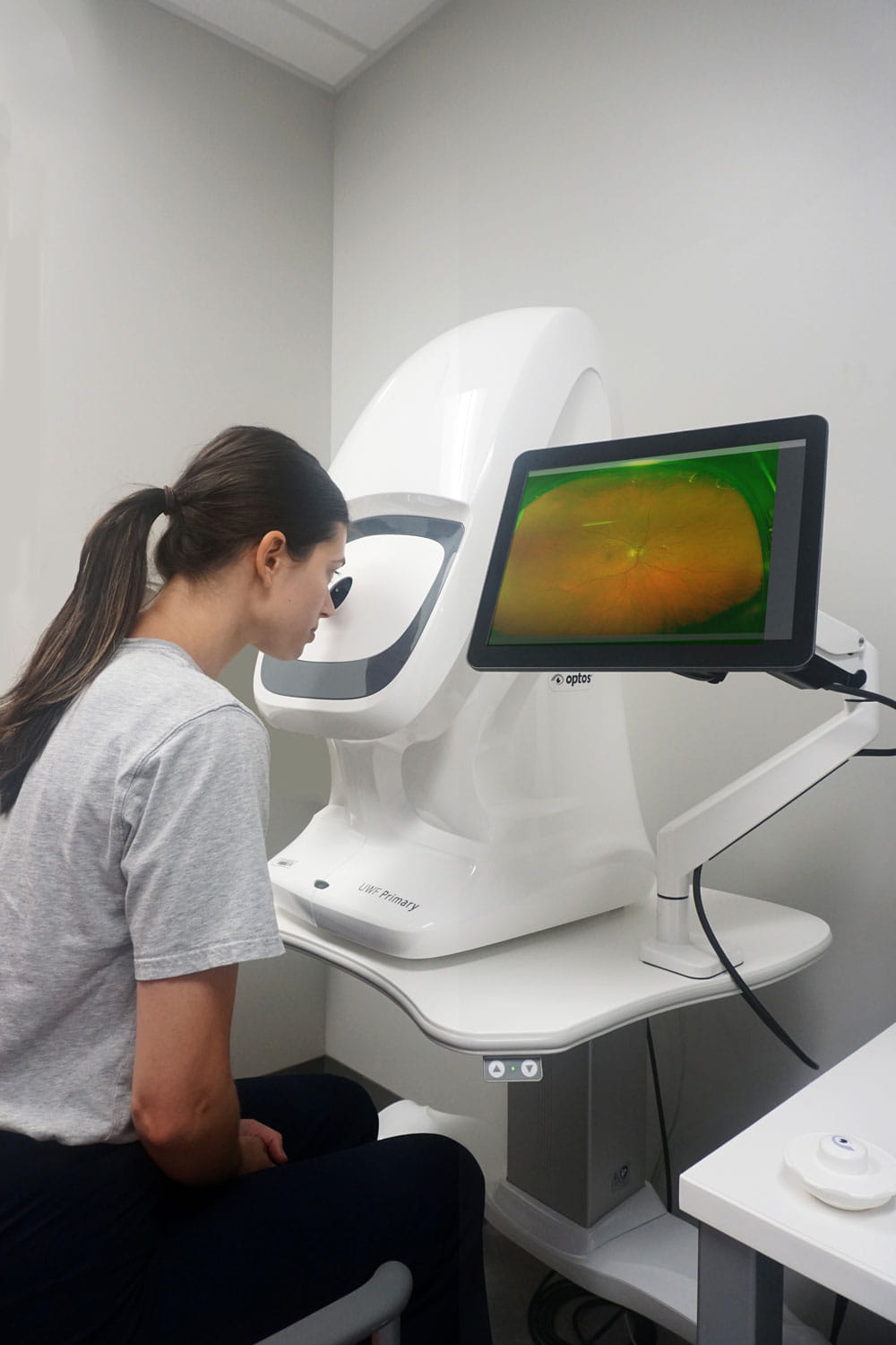 Doctor viewing retina images