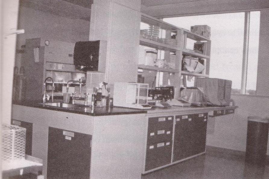 black and white photo of lions research lab