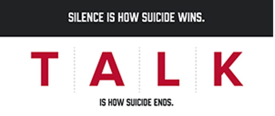 TALK logo: Silence is how suicide wins. TALK is how suicide ends.