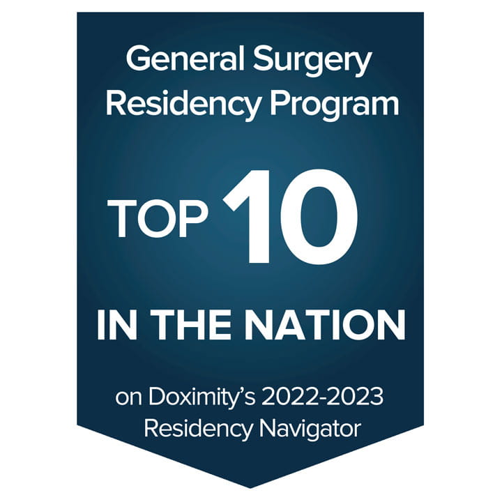 Doximity’s 2022-2023 Residency Navigator, General Surgery Residency Top 10 Banner