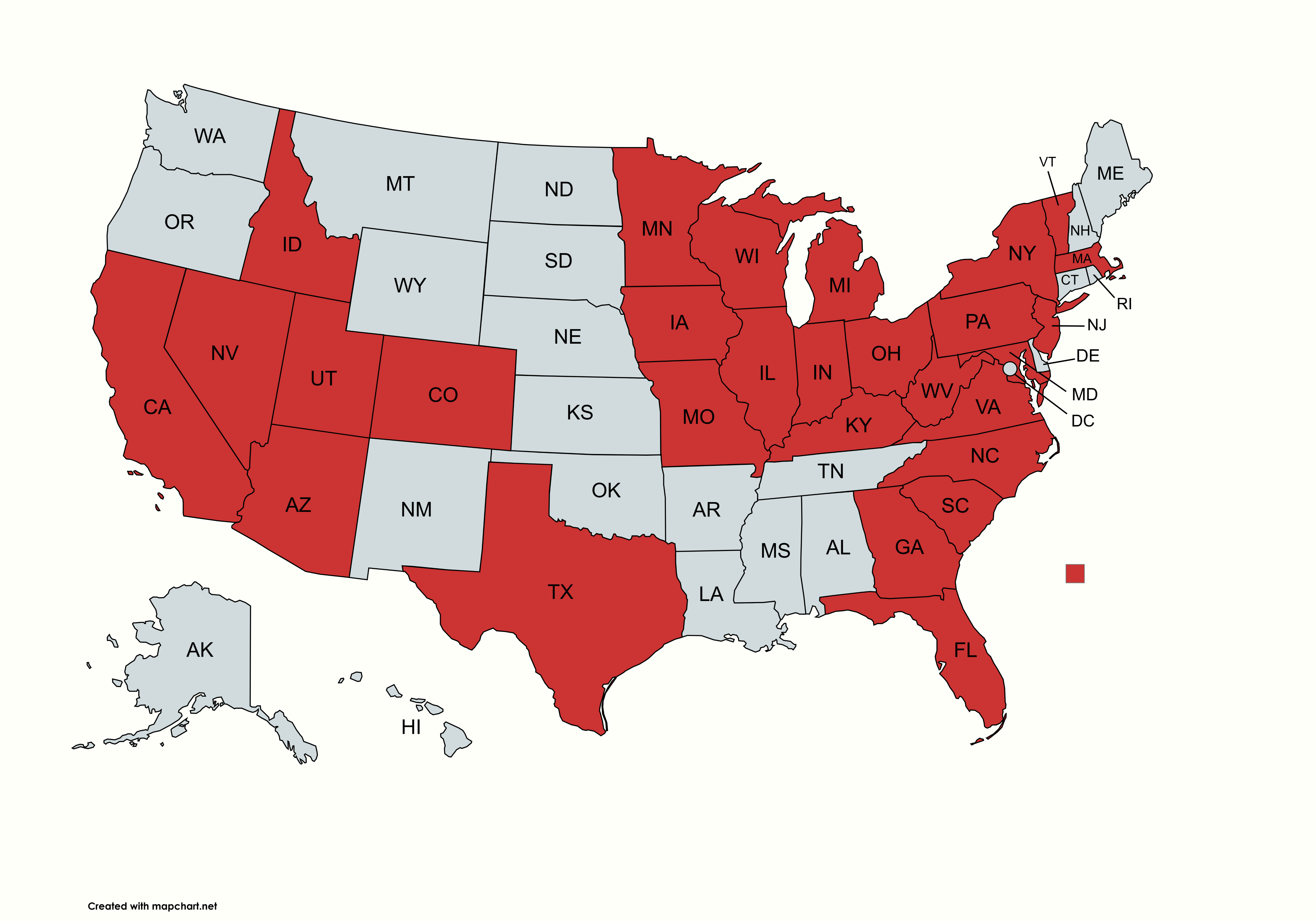 Map of the home states where our students are from.