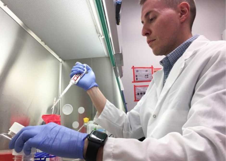 Jacob Yount, PhD in lab