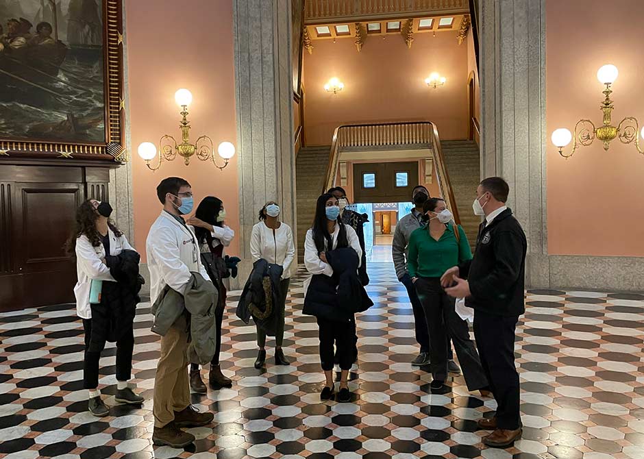 Medical students in the Ohio statehouse with Franklin County Auditor Michael Stinziano.