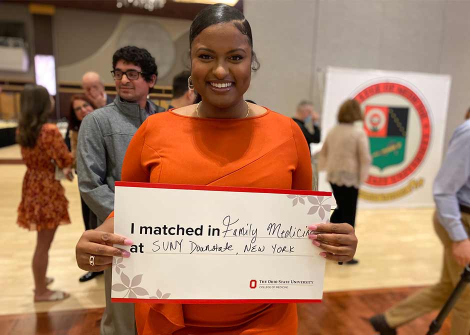 Ohio State Medical student finding out her residency match on Match Day 2022 