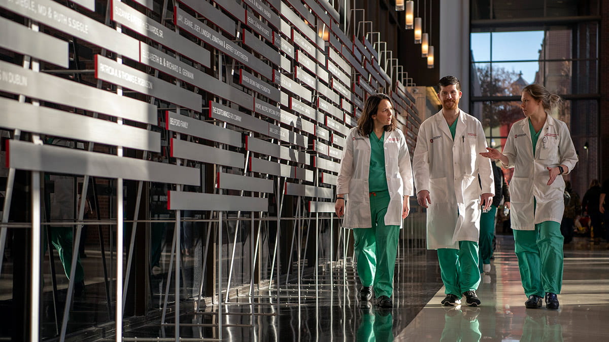 Neurosurgery residents walking down the hall