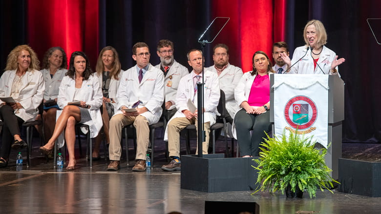 Dean Bradford speaking at White Coat Ceremony 