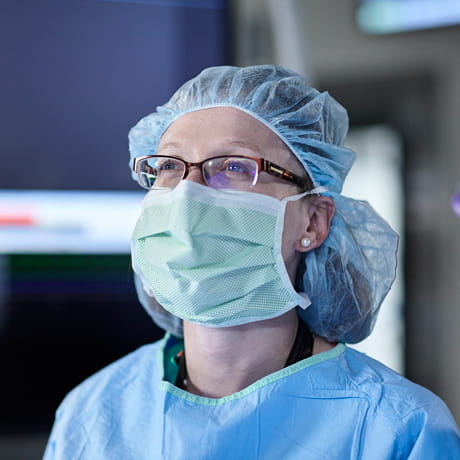 Dr. Dillhoff  doing robotic surgery