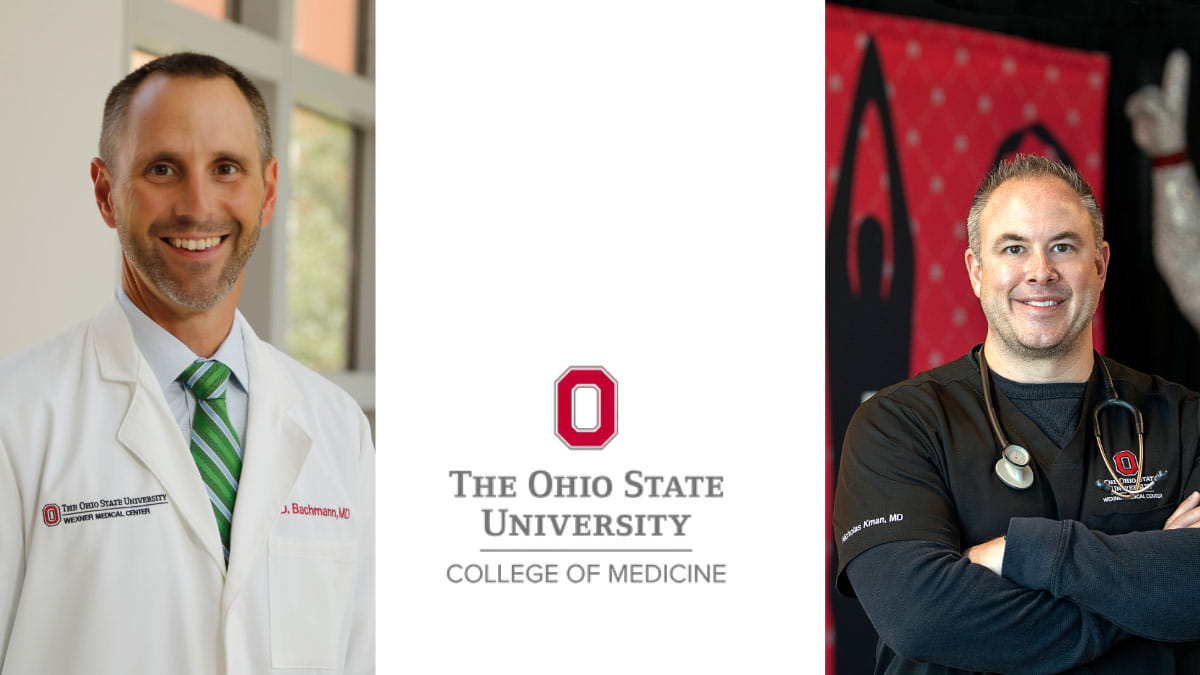 Image of Daniel Bachmann, The Ohio State University College of Medicine logo, and Nicholas Kman