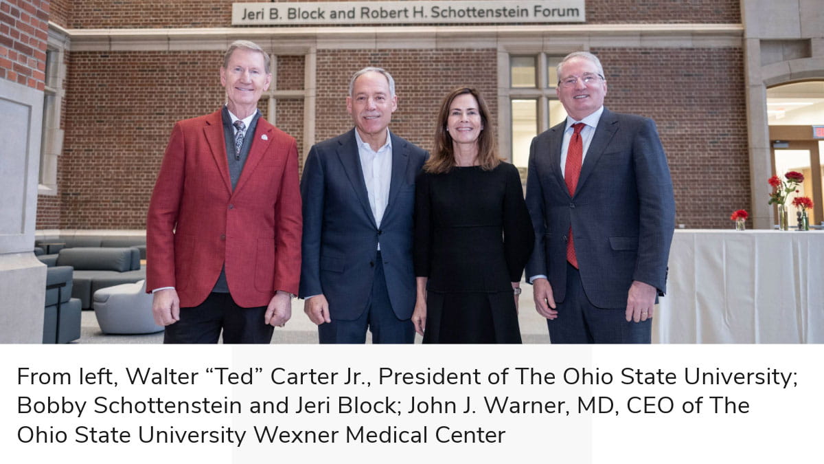 From left, Walter "Ted" Carter Jr., Bobby Schottenstein, Jeri Block, and John J. Warner