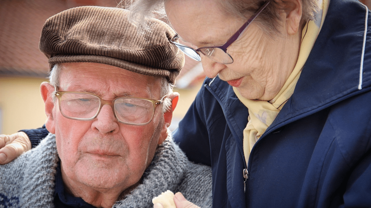 Older couple connecting