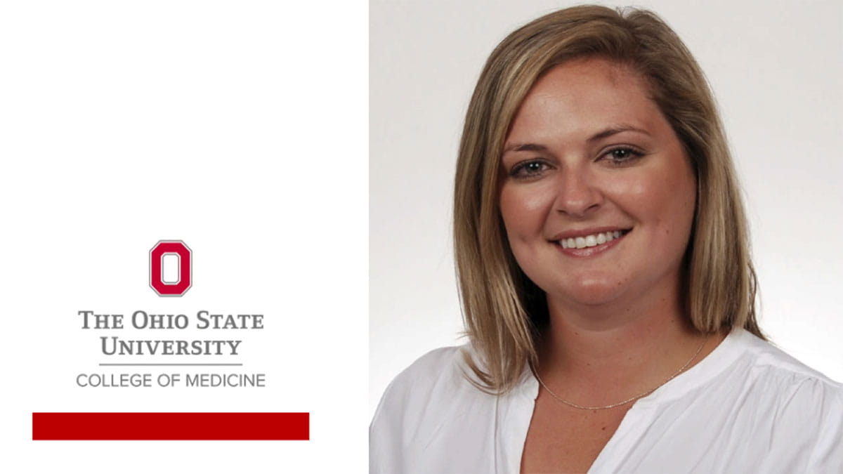 Image of The Ohio State University College of Medicine logo and Sara Gombash.