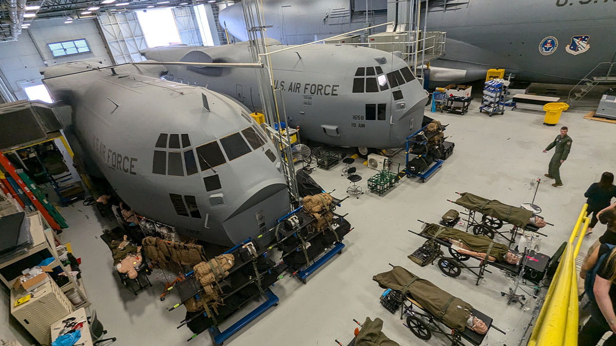 Image of jet planes in a hanger at Wright-Patterson Air Force Base.
