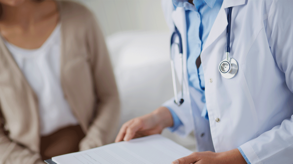 close up of physician and patient