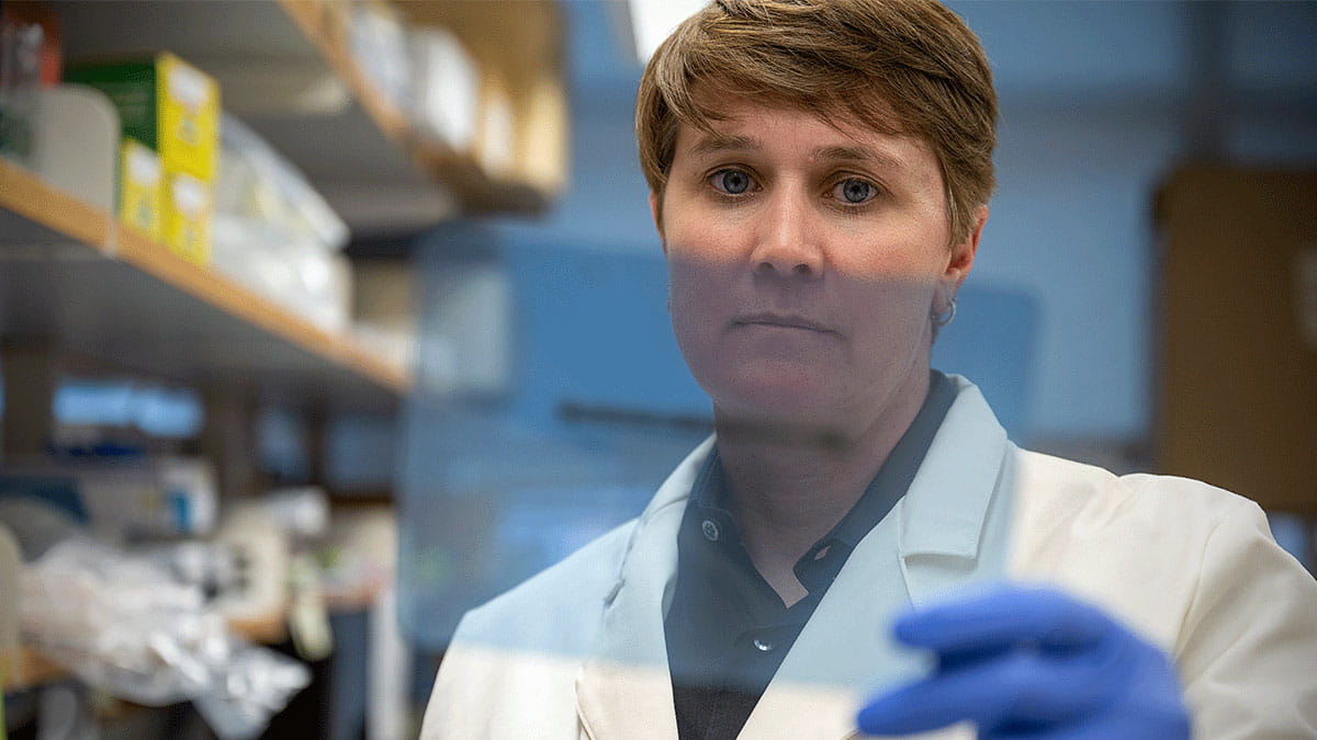 Image of Kristin Stanford reviewing test results