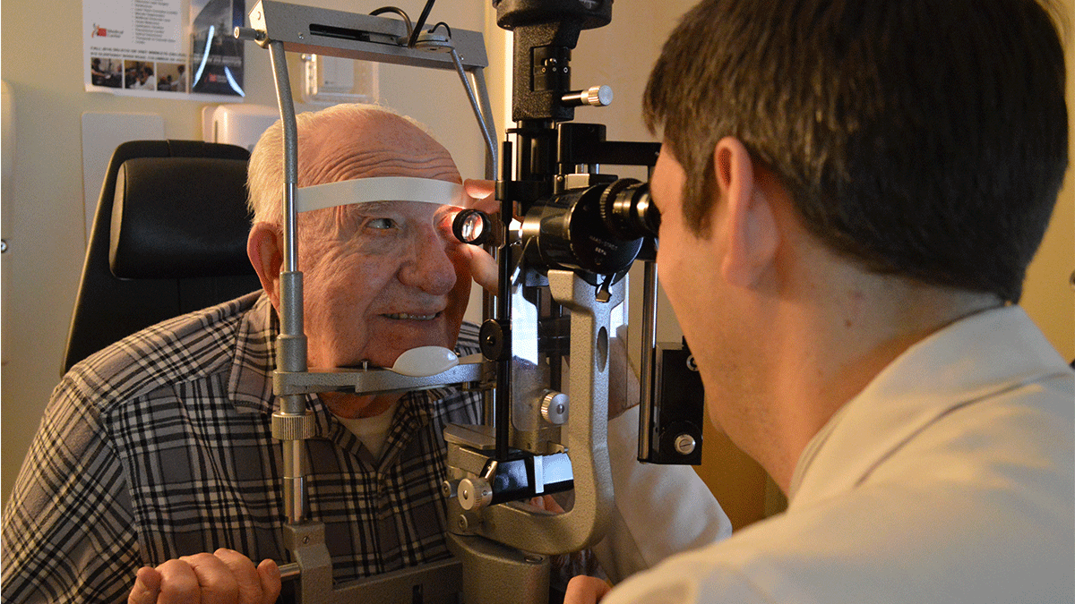 eye exam with by an opthamologist