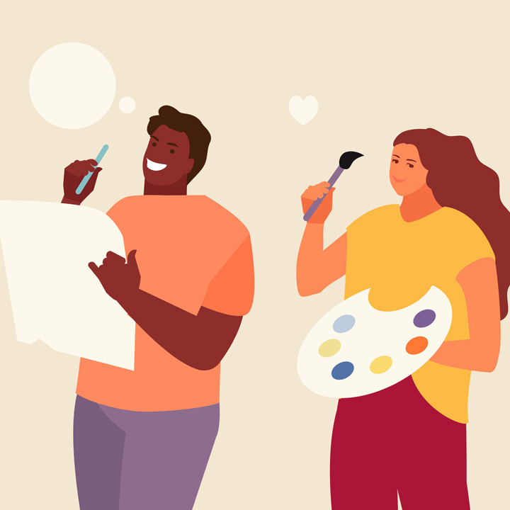 Creativity- vector illustration painting people