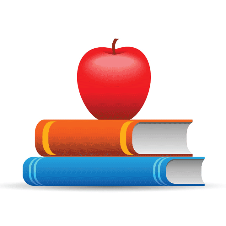 Illustration of apple on books