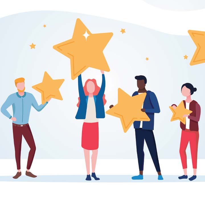 Illustration of people holding stars