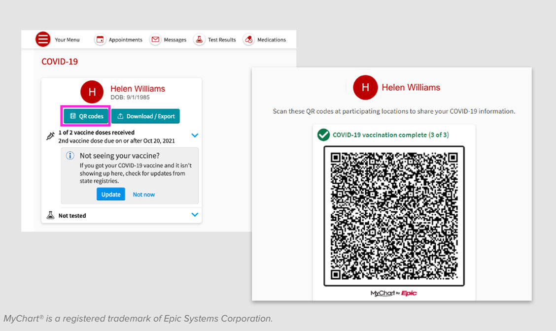 Image of how to get a QR code of your record
