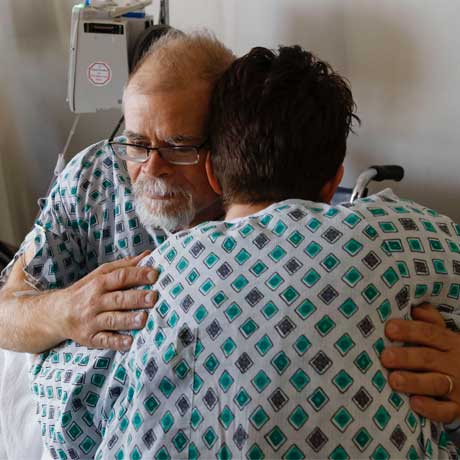Patients hugging