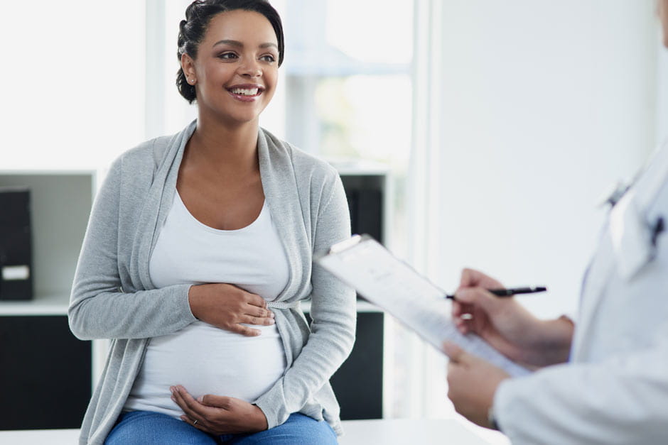 Pregnant woman at doctor's visit